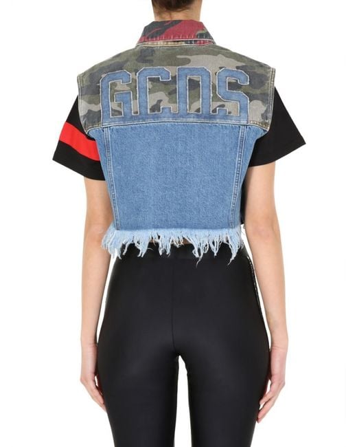 Gcds Black Patchwork Shirt Collar Jacket