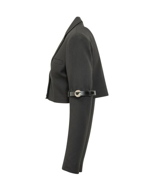 Coperni Black Mini Hybrid Short Jacket With Sleeve Straps