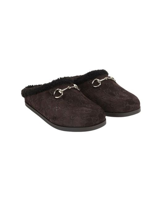 Gucci Brown Logo Mules