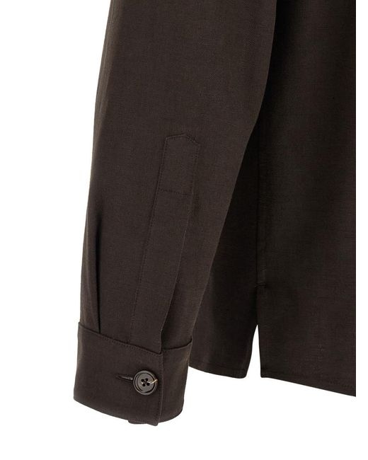 Zegna Gray Regular Solid Shirt for men