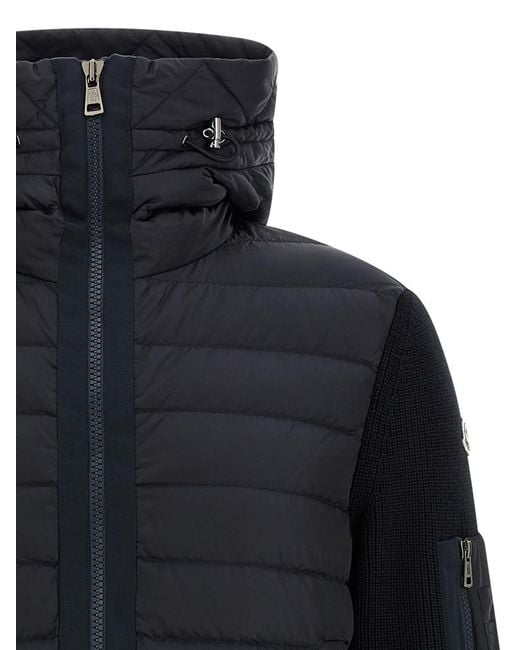 Moncler Blue Tricot Hooded Cardigan for men