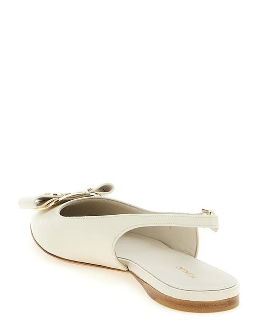 Ferragamo White Solid Zelmy Flats