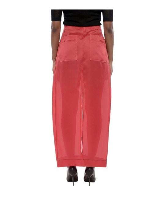 Khaite Red Solid Maxi Skirt