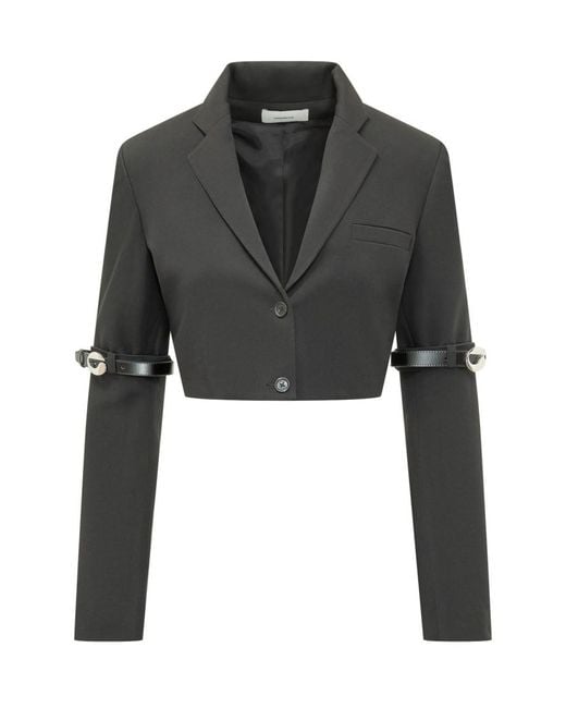 Coperni Black Mini Hybrid Short Jacket With Sleeve Straps