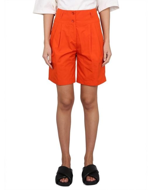 Aspesi Red Cotton Poplin Shorts