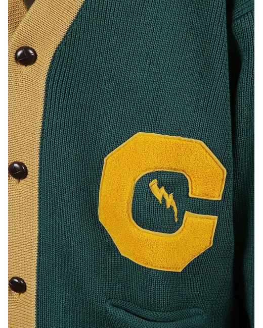 Champion Green Wool Color-Block Cardigan for men