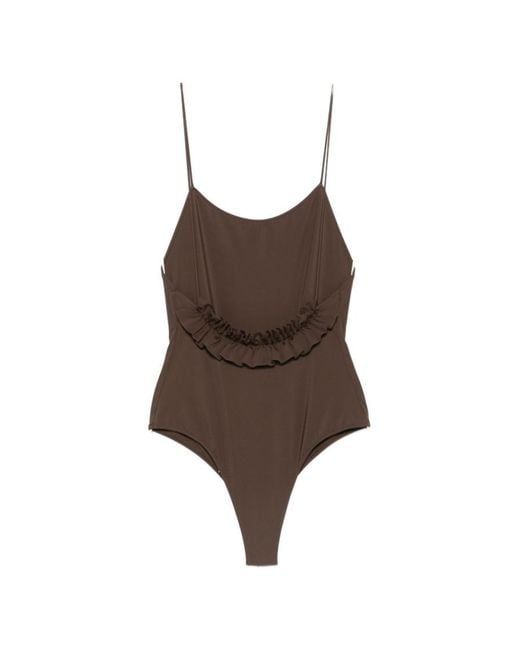 Jacquemus Brown Solid Swimwear