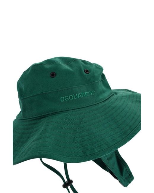 DSquared² Green Logo Bucket Hat for men