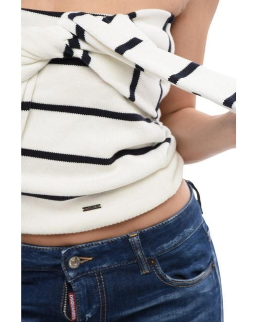 DSquared² White Stripes Strapless Sweater