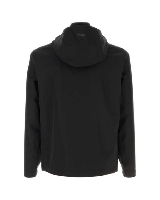 Woolrich Black Solid Hood Jacket for men