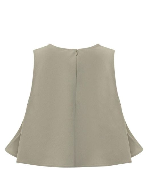 AMI Natural Solid Crew Neck Top