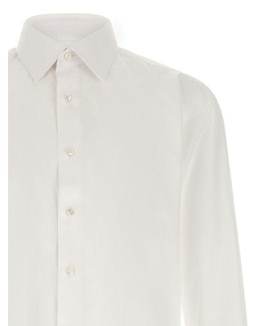 Brioni White Regular Solid Shirt for men