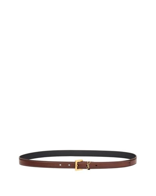 Saint Laurent White Solid Buckle Belt