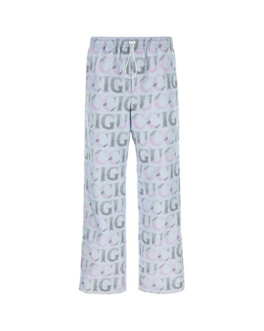 Gucci Blue Printed Polyester Pant for men