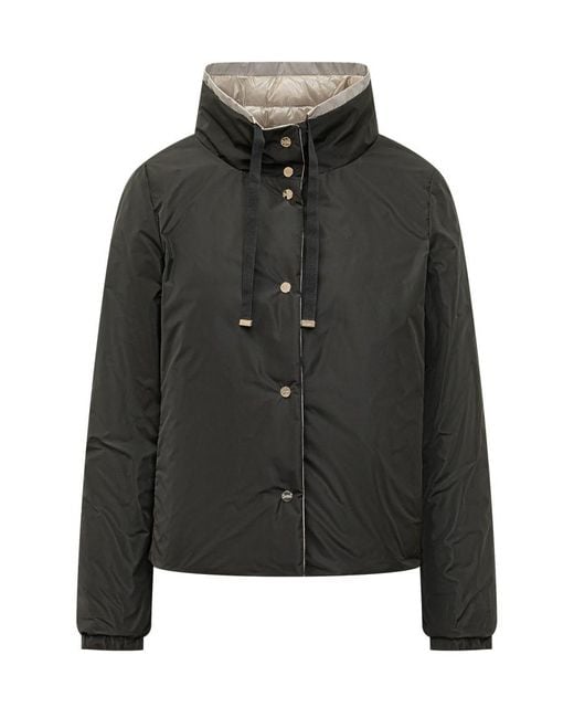 Herno Black Mock Collar Reversible Jacket