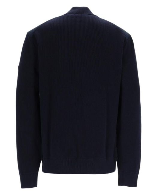 Boss Blue Solid Mock Collar Jacket for men