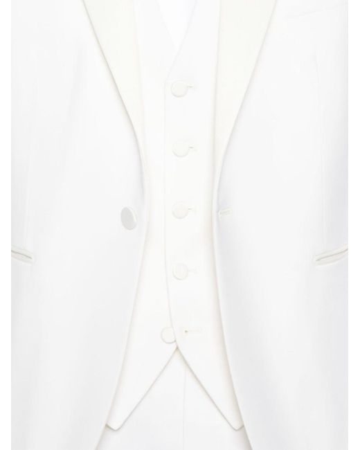Tagliatore White Cream Virgin Wool Single Breasted Suit for men