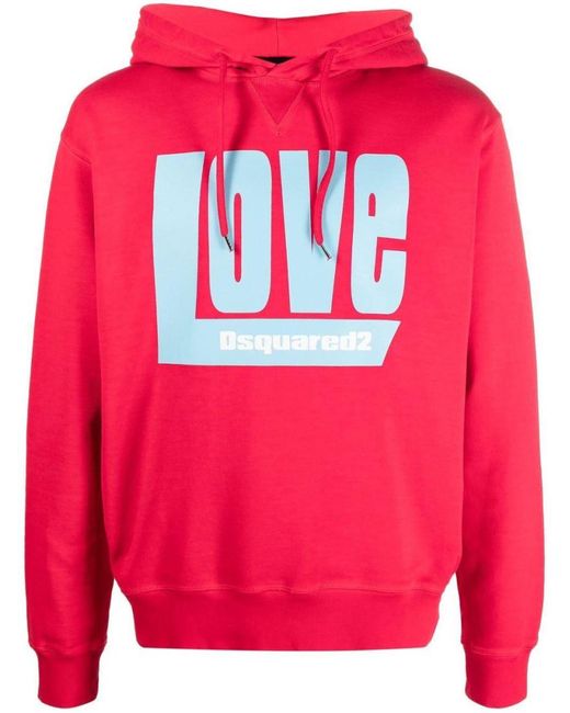 DSquared² Pink 'Love' Logo-Print Hoodie for men