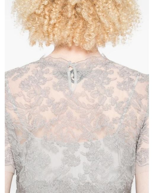 Ermanno Scervino White Lace-Trimmed Short-Sleeved T-Shirt