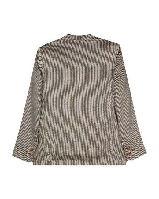 Alysi Gray Striped Single-Breasted Blazer