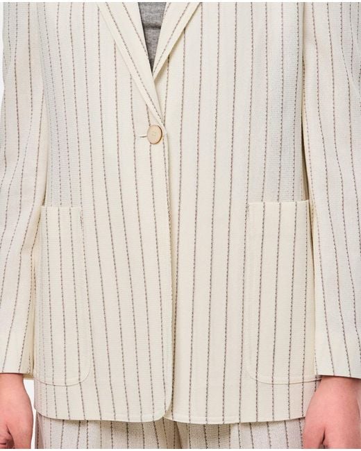 Max Mara White Vertical Striped Tailored Jacket