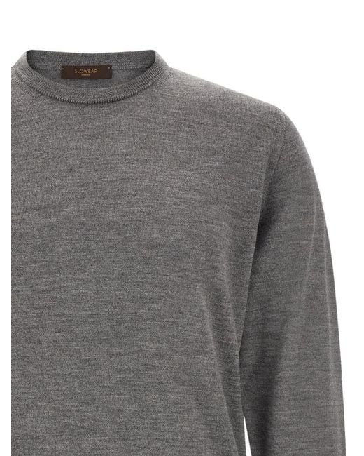 Zanone Gray Solid Crew Neck Sweater for men