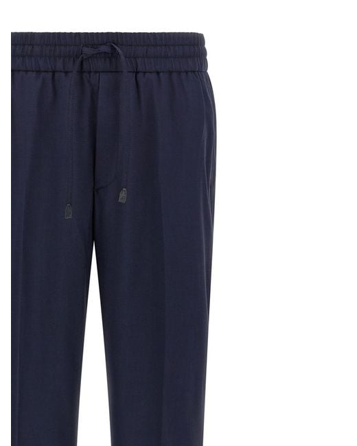 Brioni Blue Drawstring Pants for men