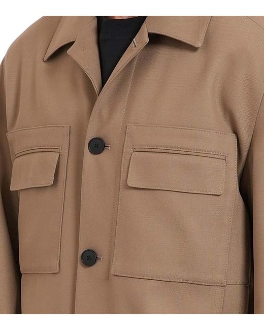 HUGO Brown Solid Shirt Collar Jacket for men