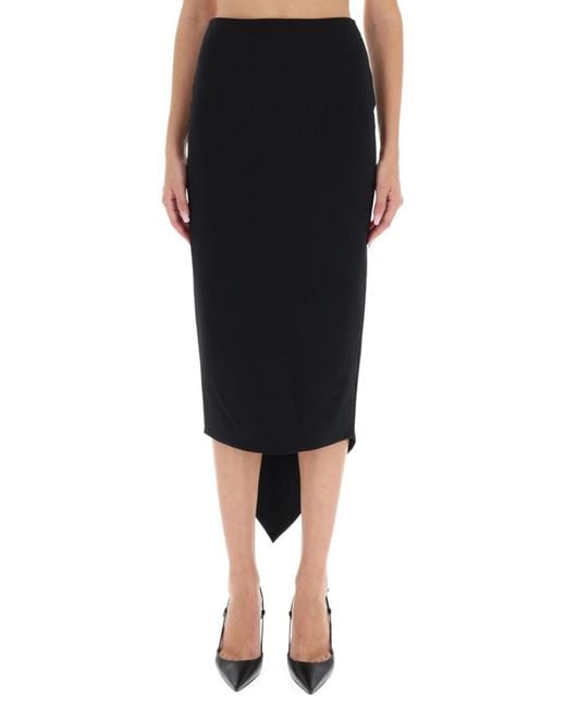THE LATEST Black Solid Midi Skirt