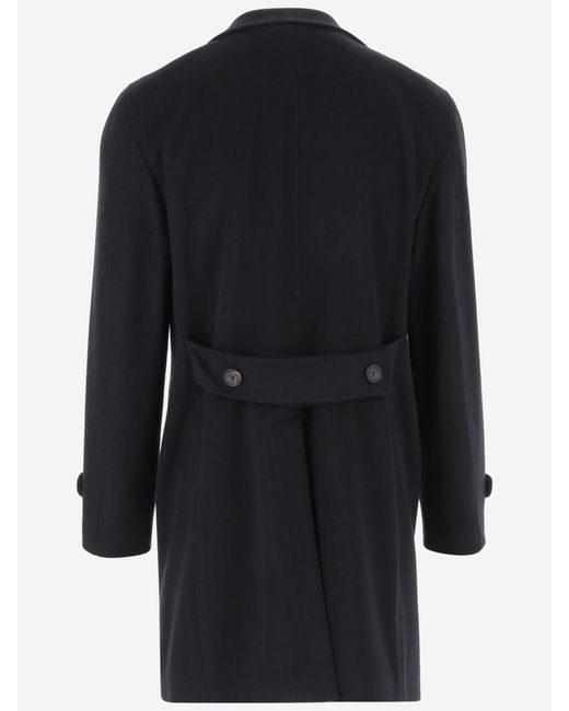 Tagliatore Blue Tailored Wool Coat With Charm Logo And Front Pockets for men