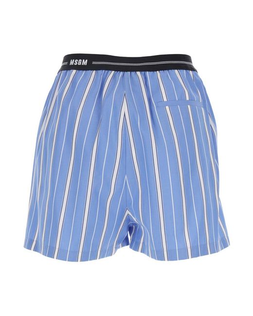 MSGM Blue Stripes Shorts
