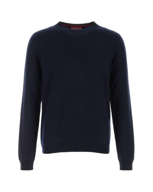 Gucci Blue Solid Sweater for men
