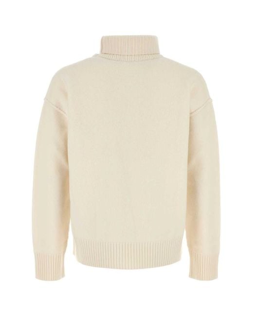 AMI White Turtle Neck Sweater for men