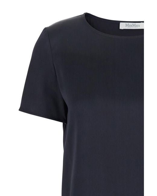 Max Mara Blue Solid Crew Neck Top