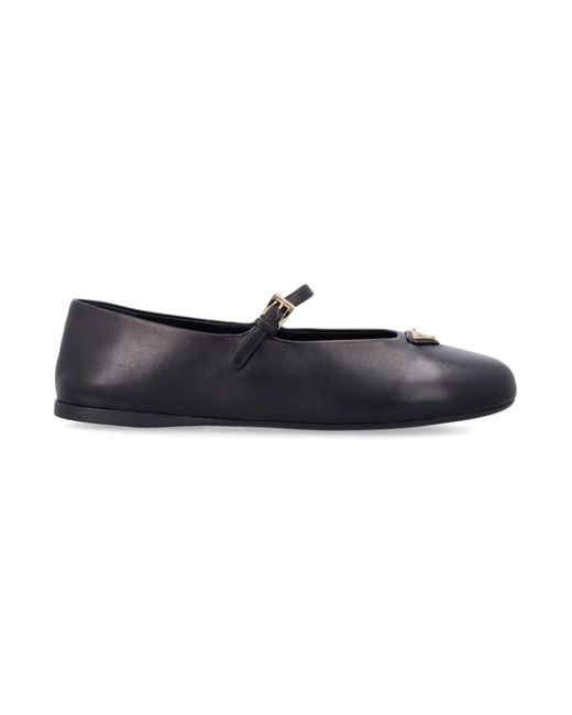 Prada Blue Logo Ballet Flats