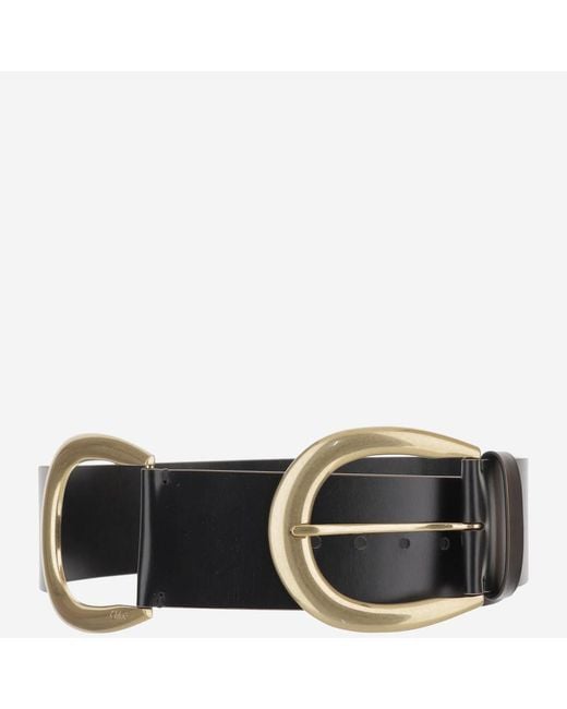 Chloé Black Leather And Brass Belt