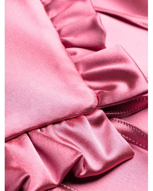 P.A.R.O.S.H. Pink P.A.R.O..H. Ruffled Satin-Finish Minidress