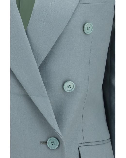 Chloé Blue Solid Peaked Lapel Blazer