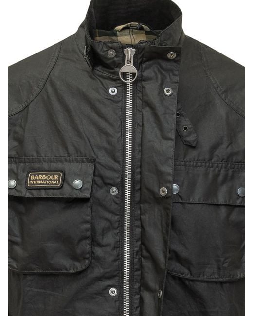 Barbour Black Solid Mandarin Collar Jacket for men