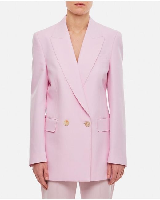 McQueen Pink Wool Double Breasted Jacket