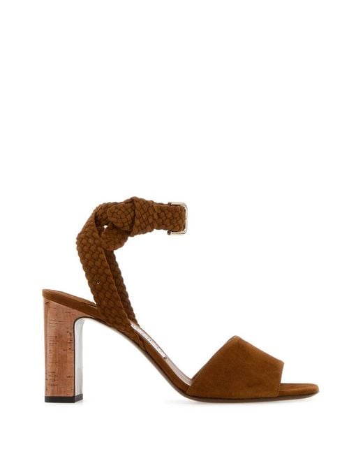Jimmy Choo Brown Solid Open Toe Heels