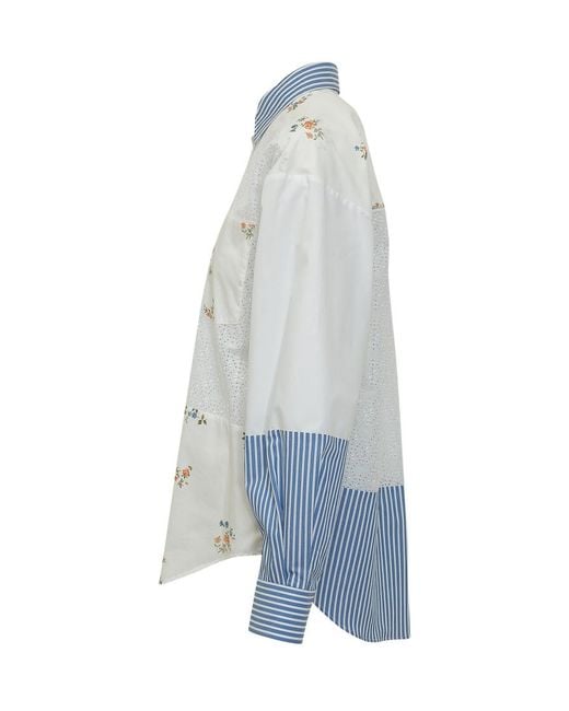 MSGM Blue Relaxed Patchwork Shirt