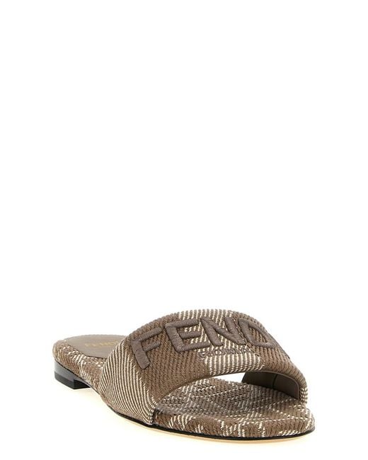 Fendi Gray Signature Sandals
