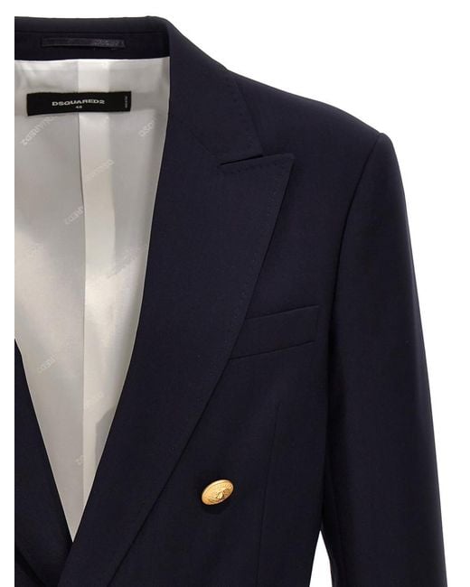 DSquared² Blue Solid Blazer for men