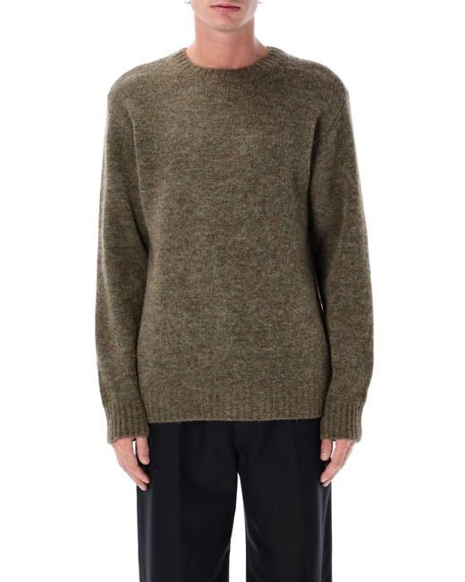 A.P.C. Green Crewneck Solid Sweater for men