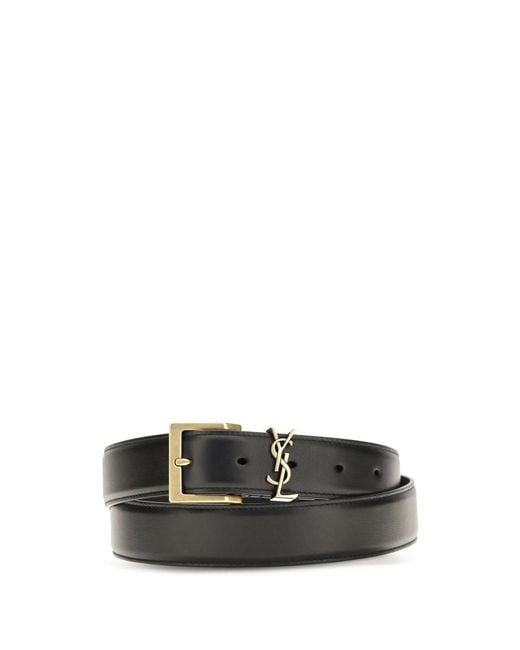 Saint Laurent Black Solid Buckle Belt for men