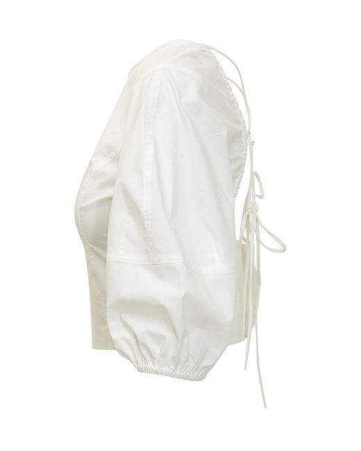 Pinko White Solid Round Neck Top