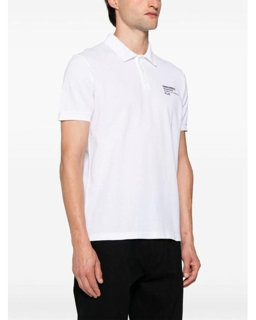 DSquared² White Logo Print Polo for men