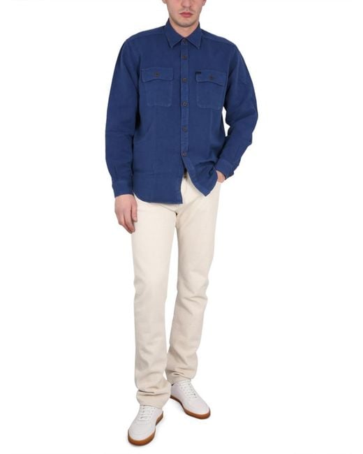 Fay Blue Regular Logo Shirt for men