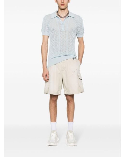 DSquared² Natural Paint Splatter-Detail Cargo Shorts for men